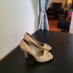 Via Spiga Alligator Peep Toe Pumps
